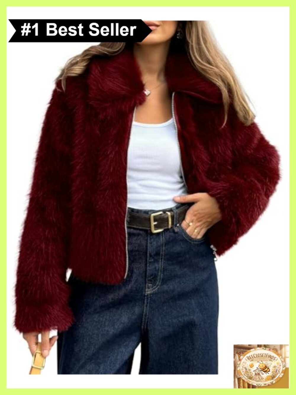 Women's Faux Fur Coat Zip Up Cropped Winter Jacket